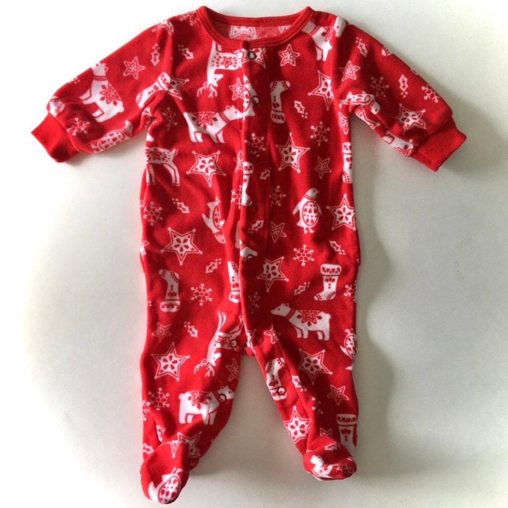 Carter’s Long-Sleeved Christmas 1-Piece Fleece Footie PJs